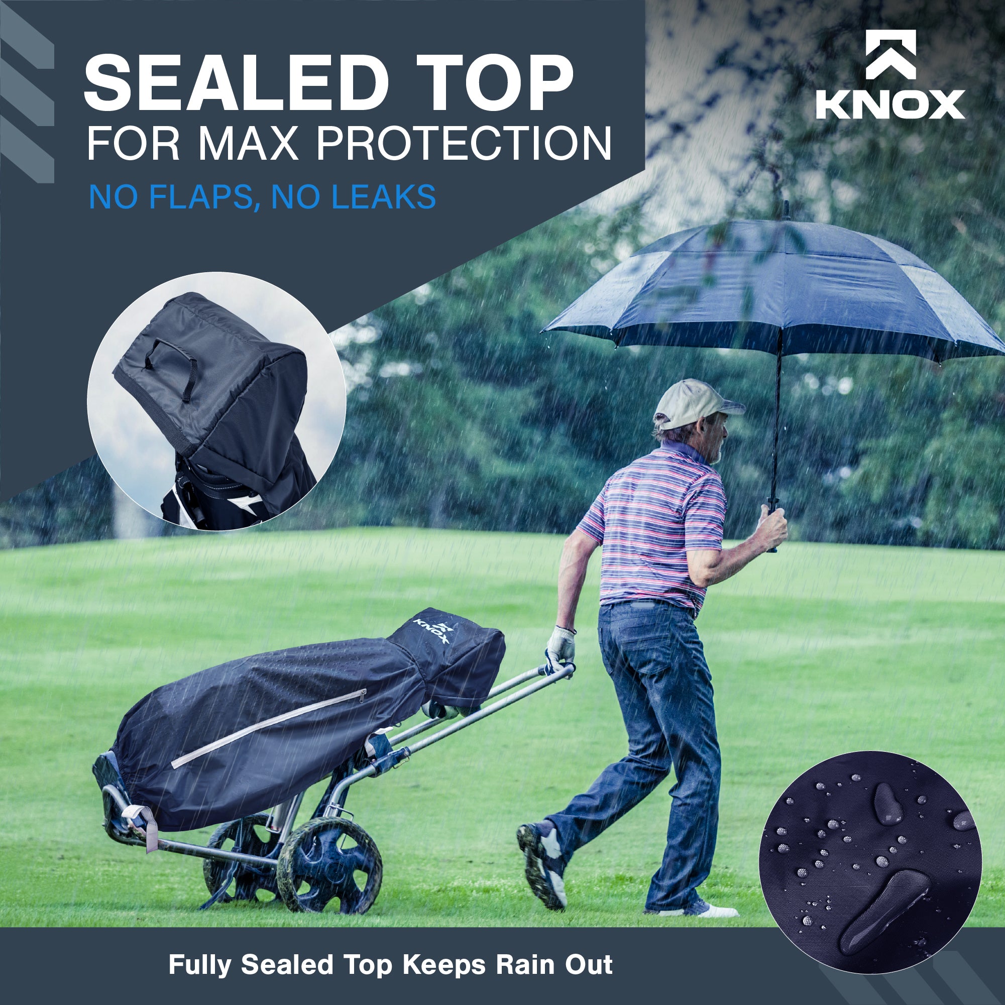 KNOX Golf Bag Rain Cover, Waterproof, Windproof, Full Coverage, UV Protection