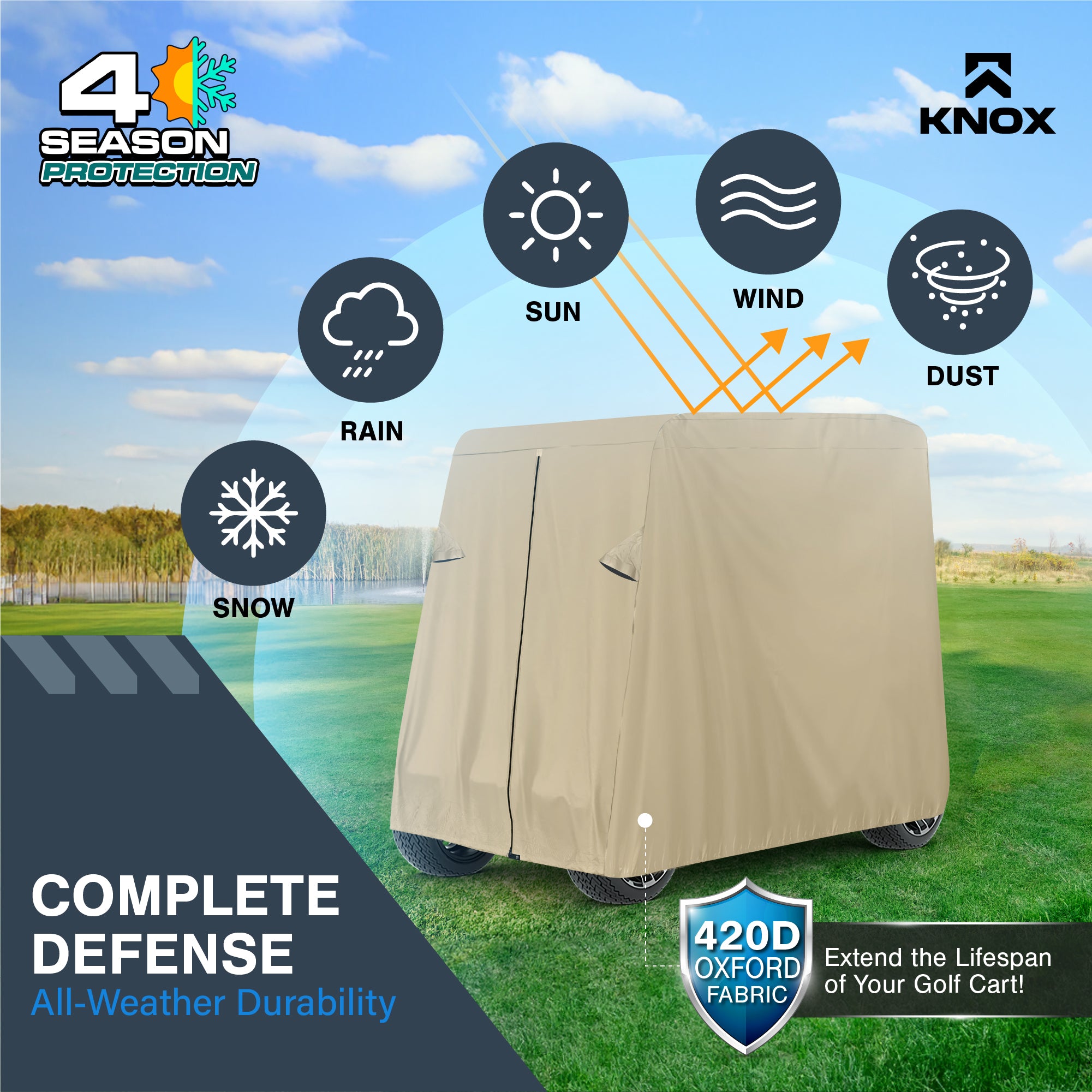North East Harbor Golf Cart Cover Enclosure Compatible with Club Car, Ezgo, Yamaha, Fits Most Golf Carts