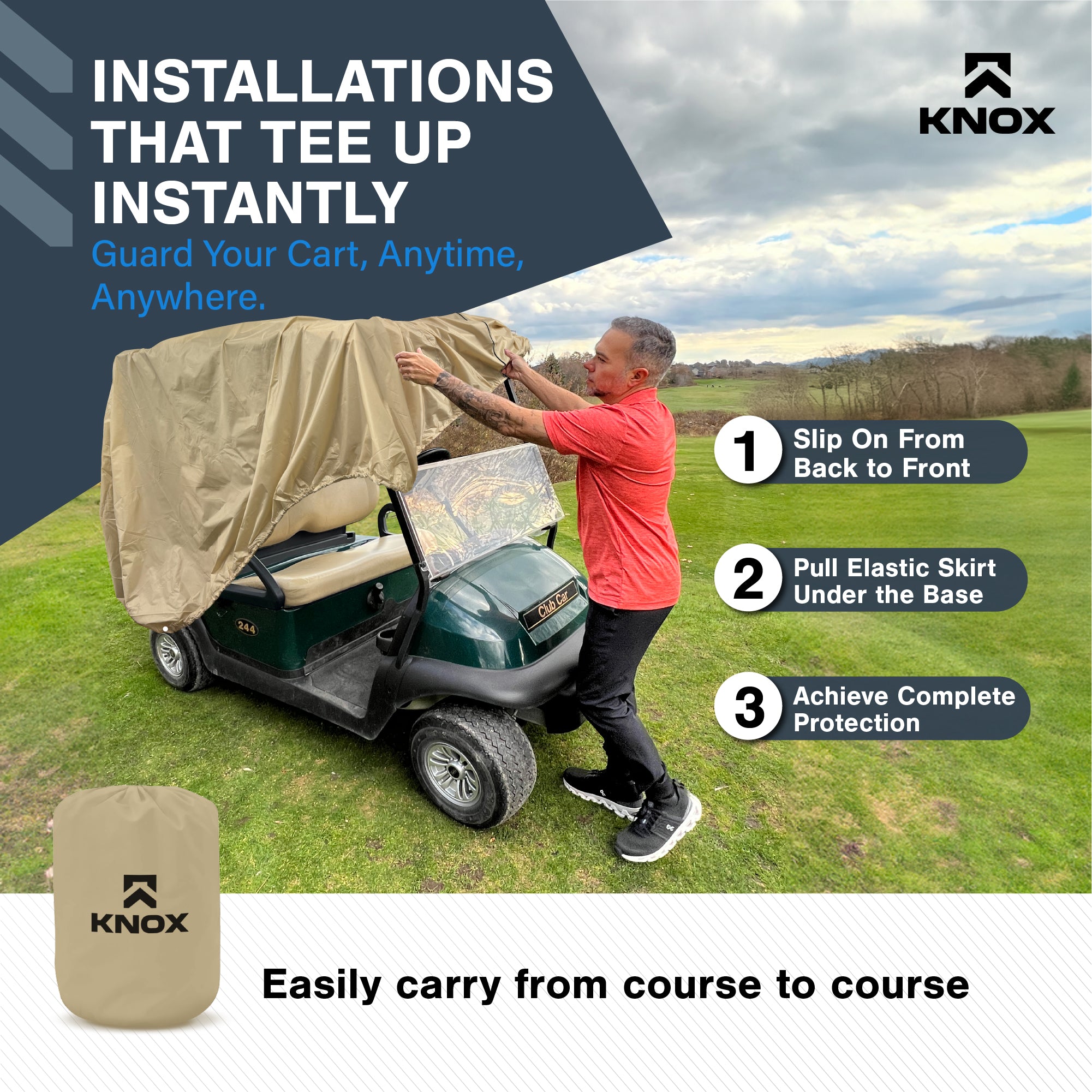 North East Harbor Golf Cart Cover Enclosure Compatible with Club Car, Ezgo, Yamaha, Fits Most Golf Carts