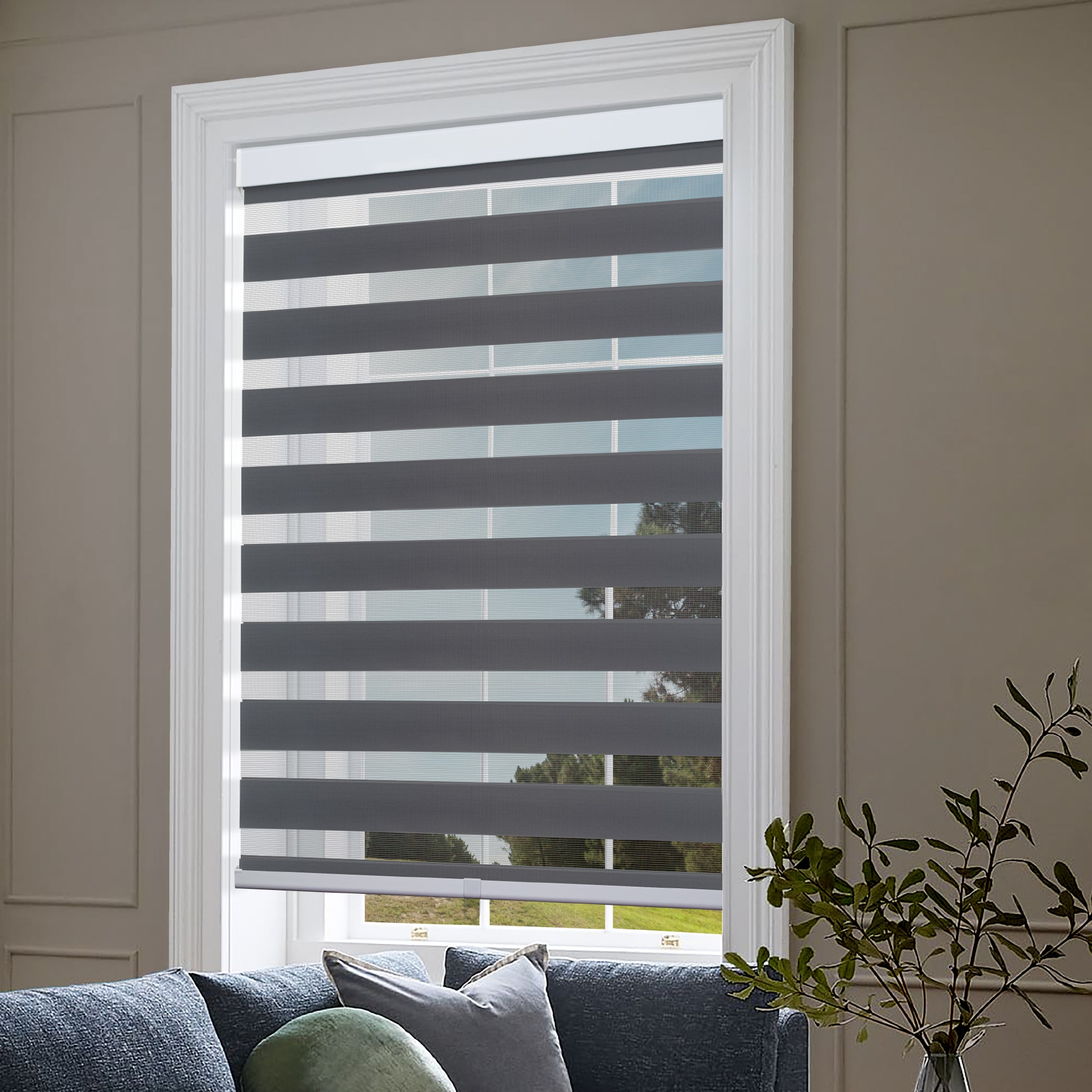 Biltek Zebra Cordless Window Blinds, Gray