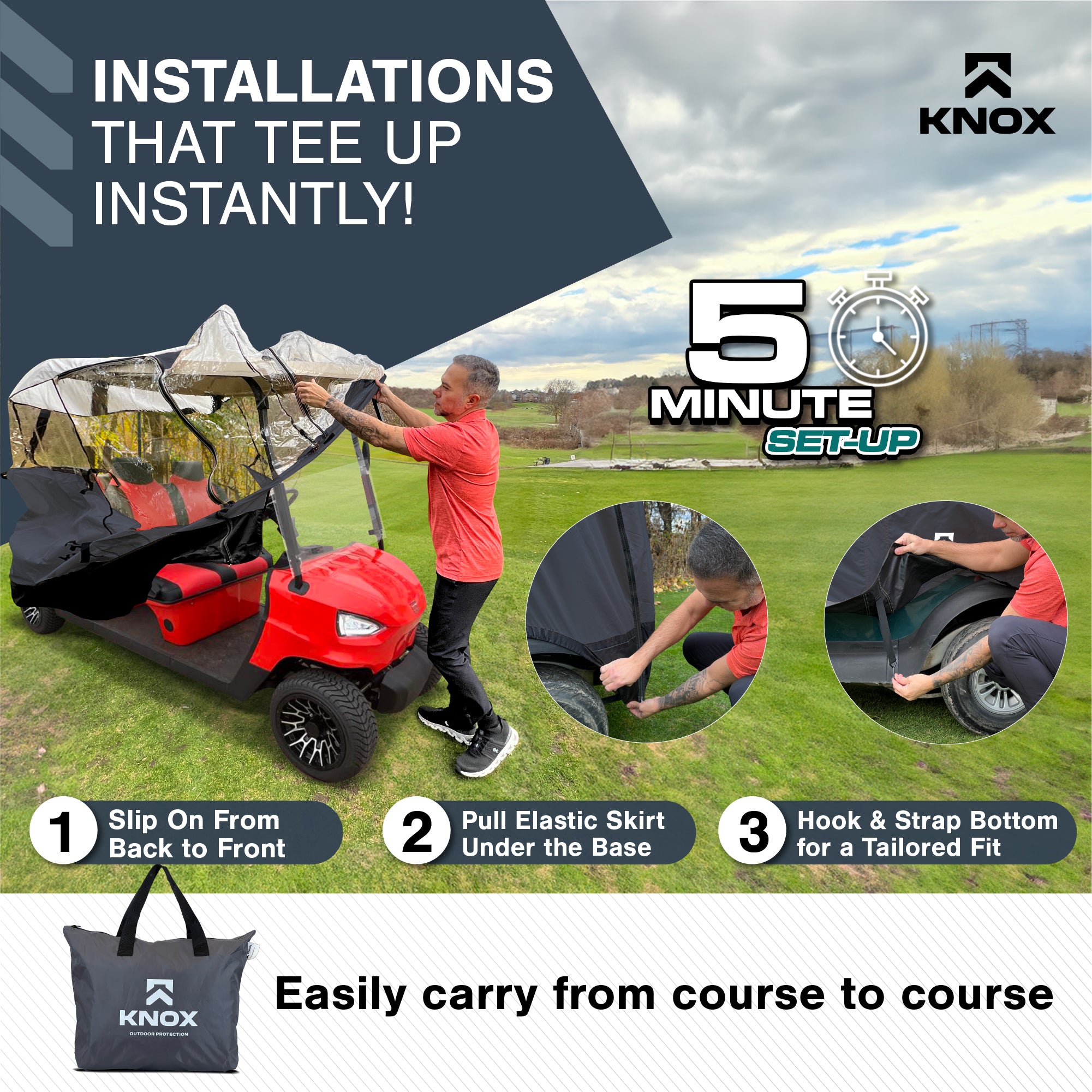 KNOX 4 Person Golf Cart Enclosure, 2+2 Seater