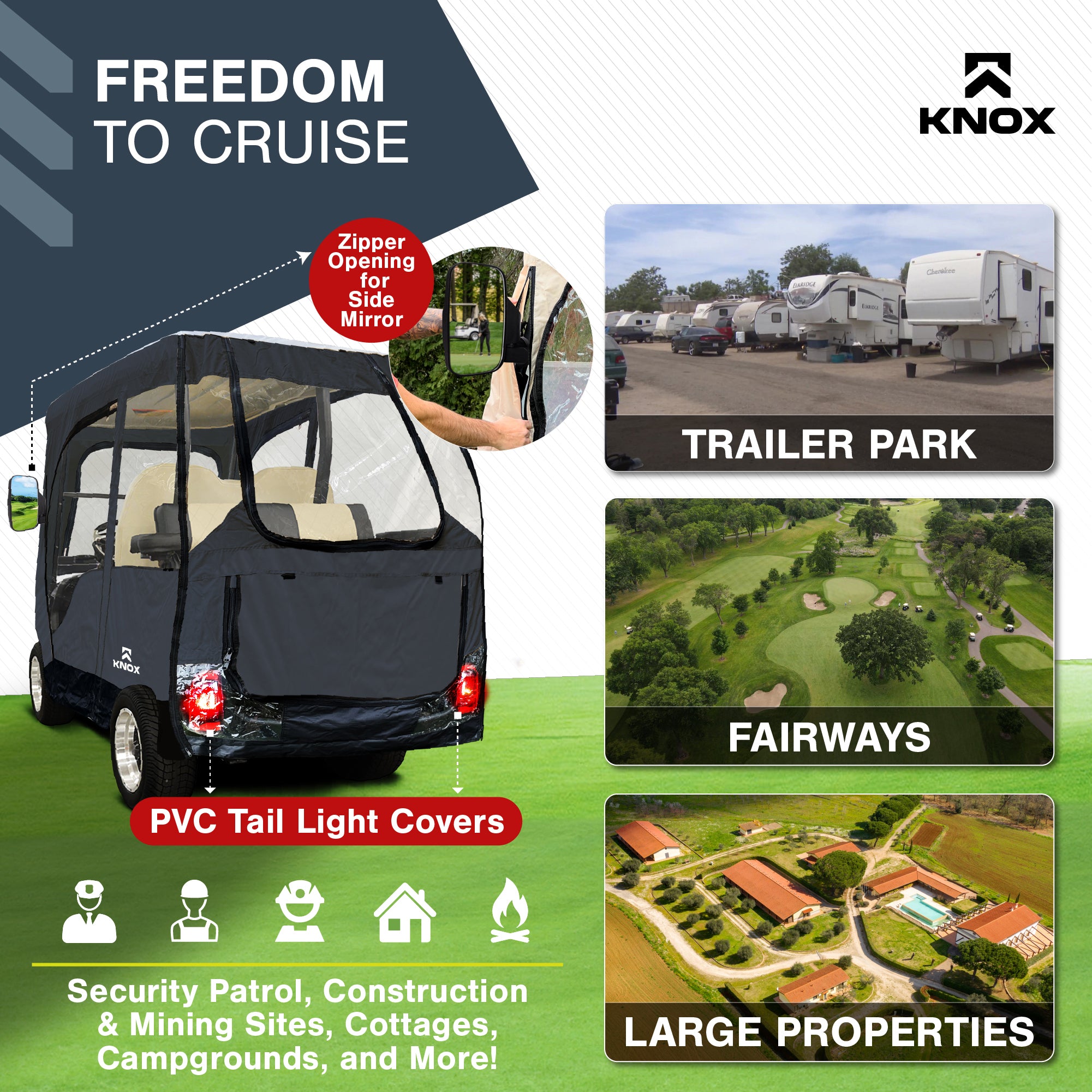 KNOX Golf Cart Enclosures 2 Passenger 58"
