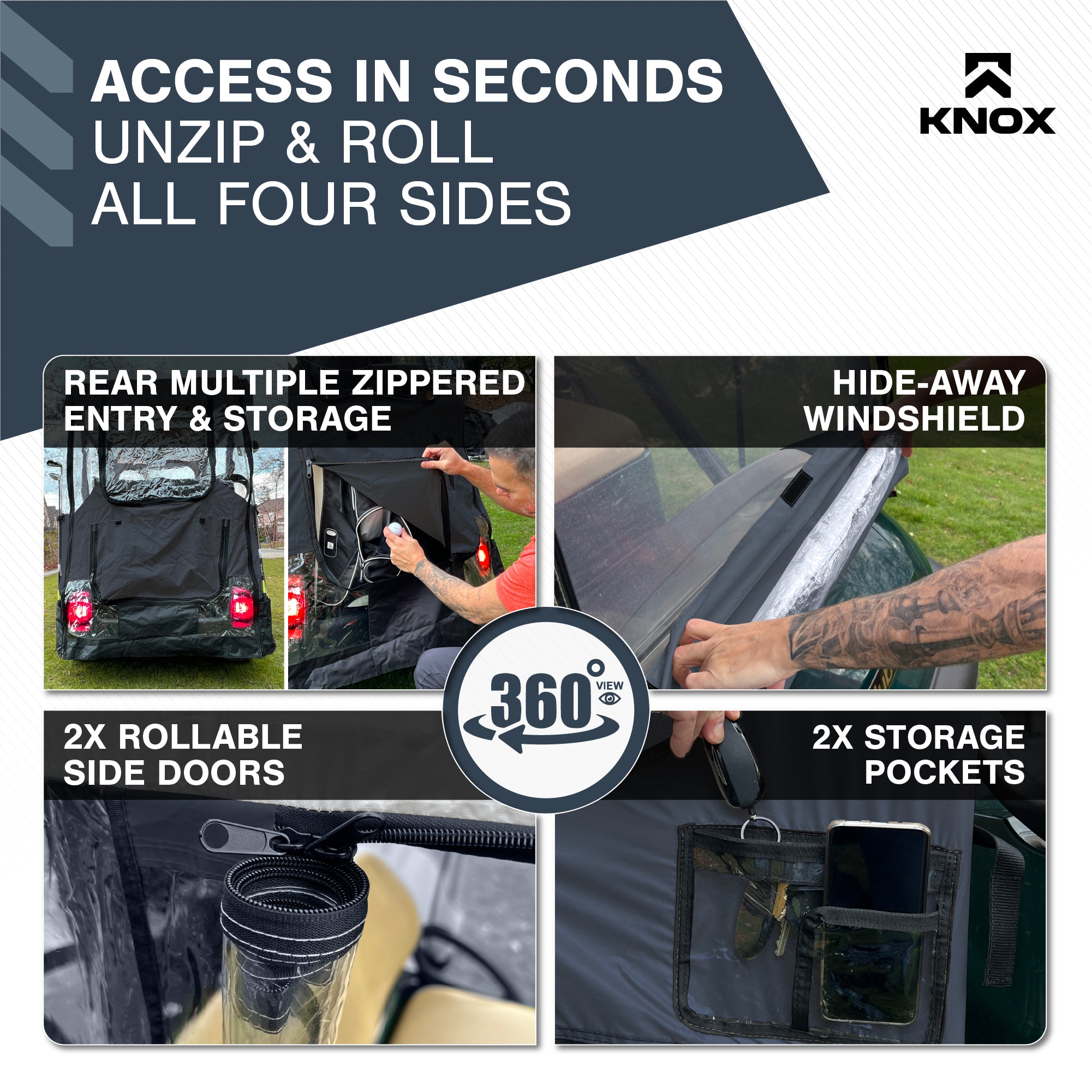 KNOX Golf Cart Enclosures 2 Passenger 58"
