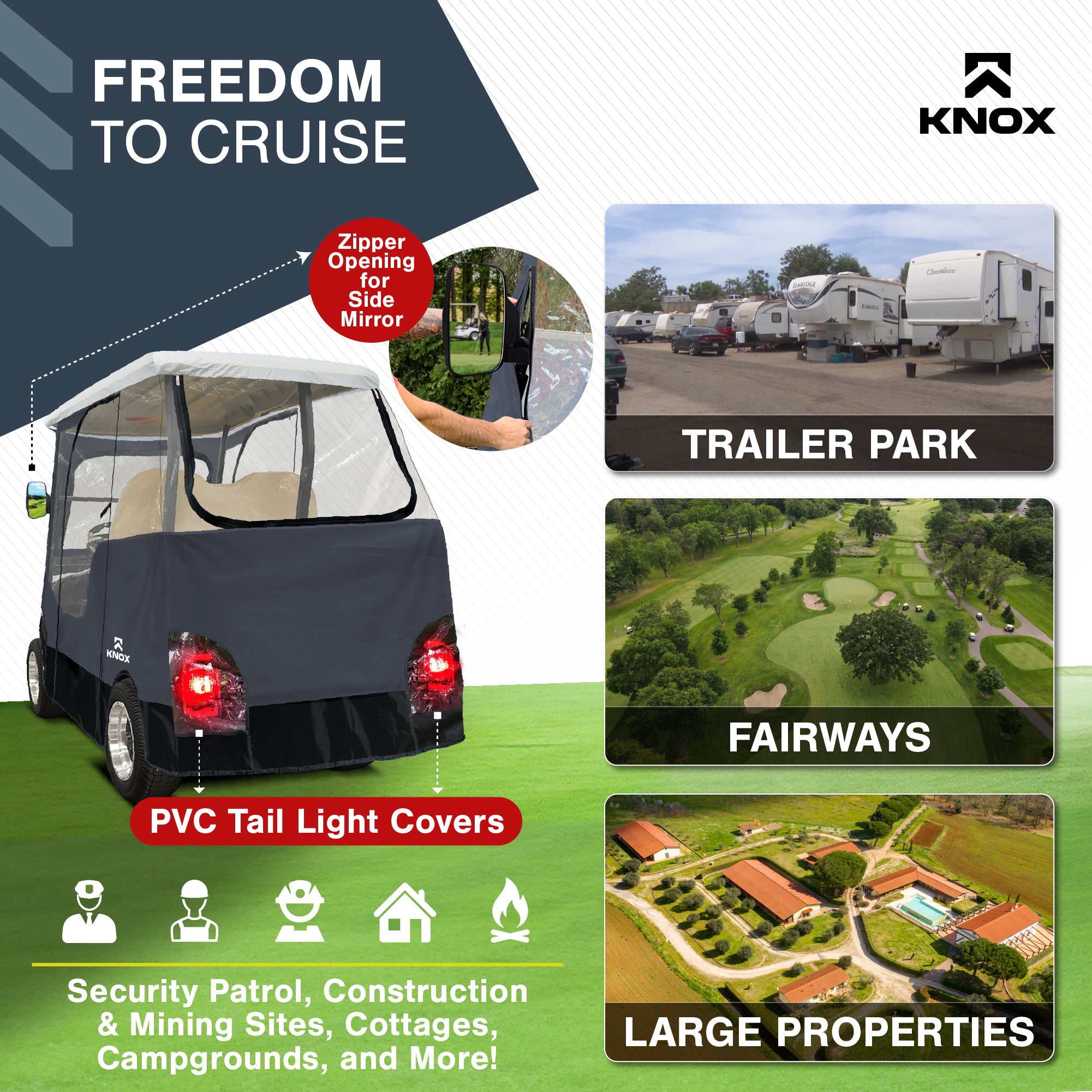 KNOX Golf Cart Enclosures 2 Passenger 69"