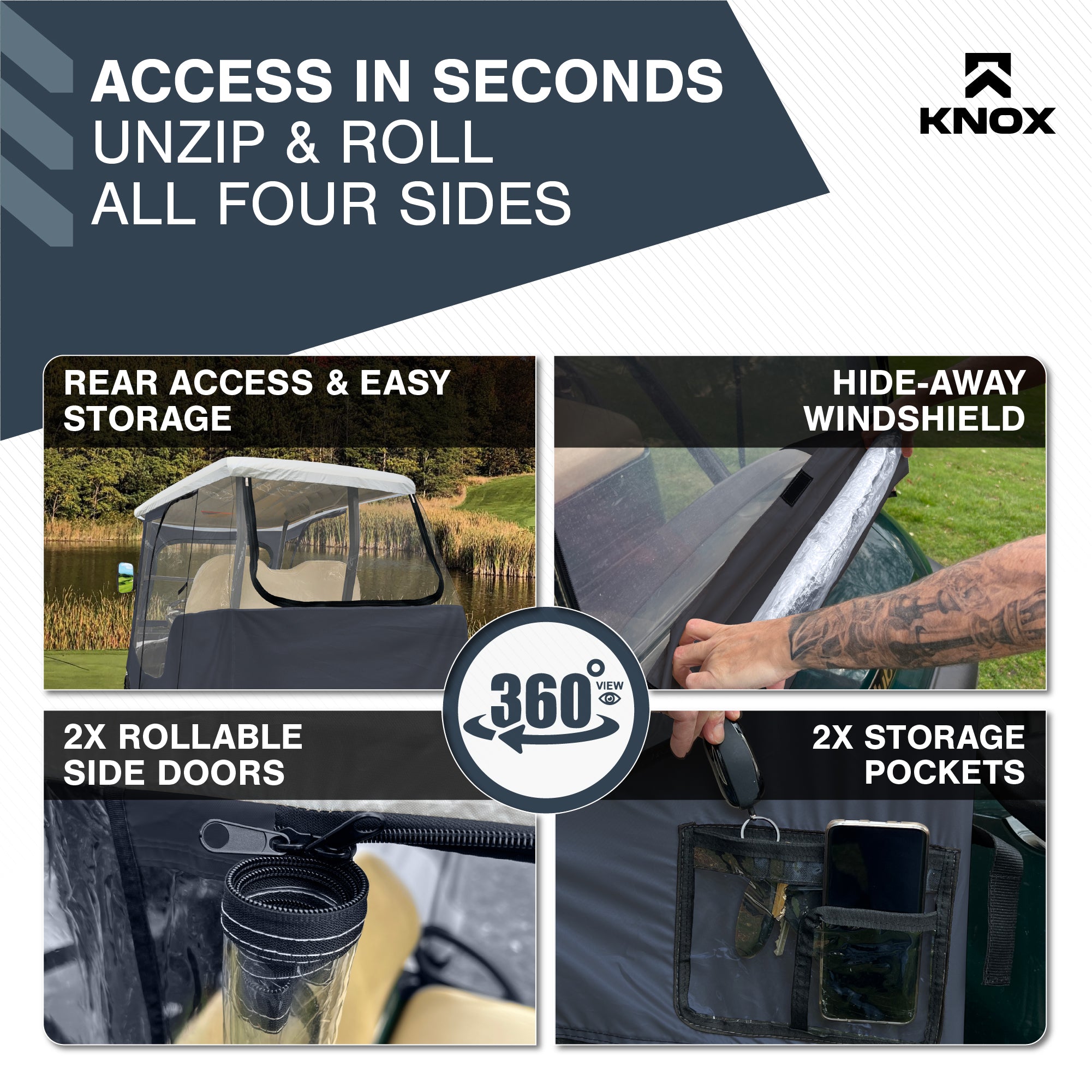 KNOX Golf Cart Enclosures 2 Passenger 69"