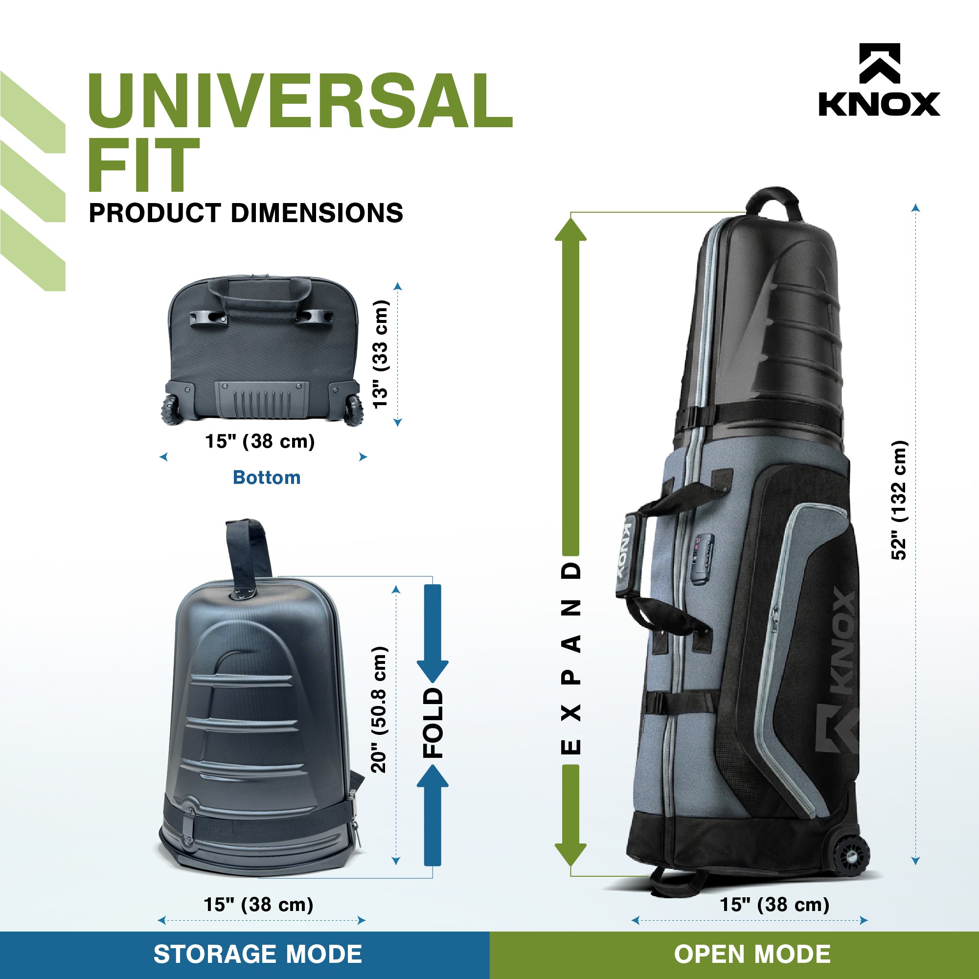 KNOX Golf Travel Bag Cover with Wheels, TSA Lock, and Padded Handles