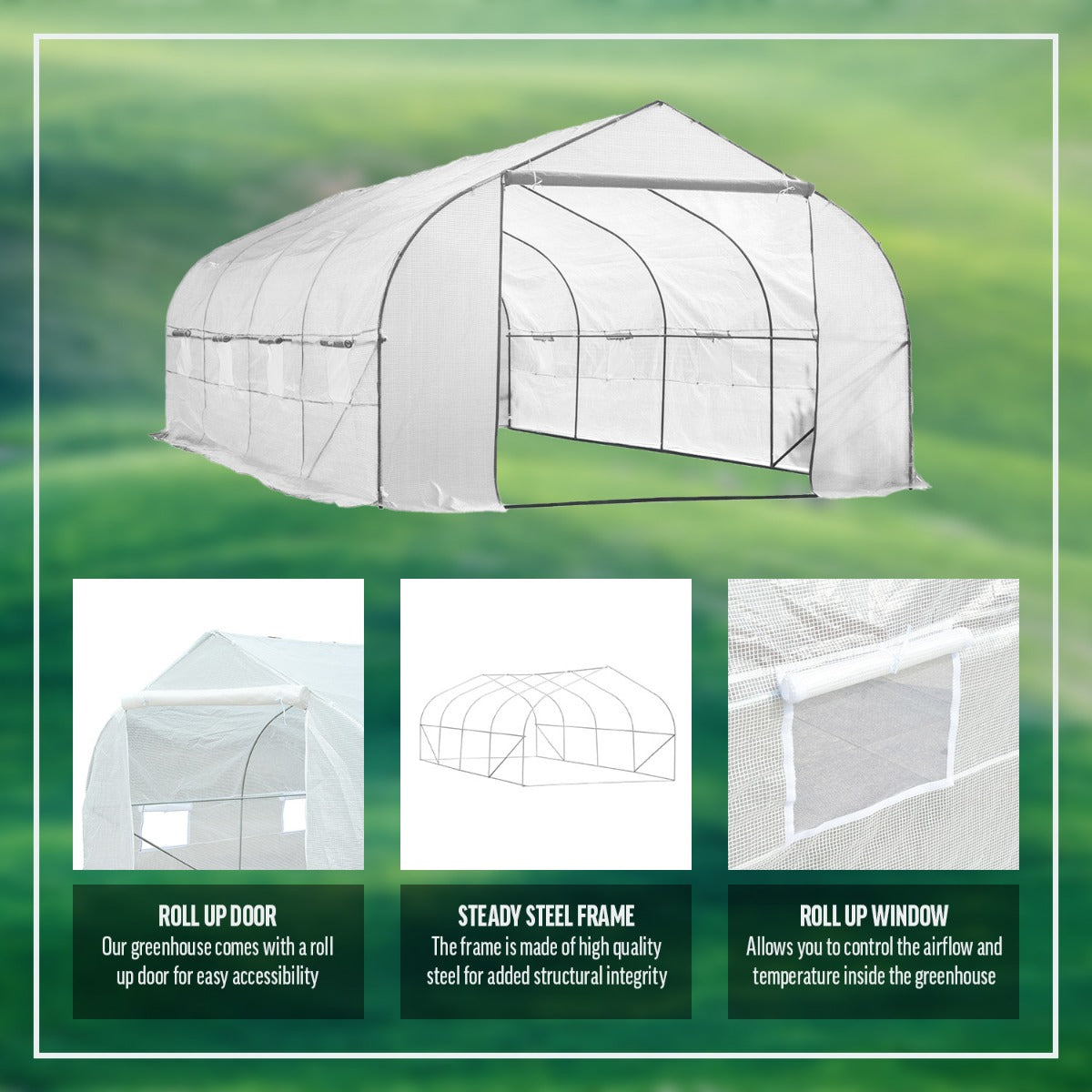 Portable Heavy Duty 20'x10'x7' Walk-In Green House Plant Garden Greenhouse 20ft