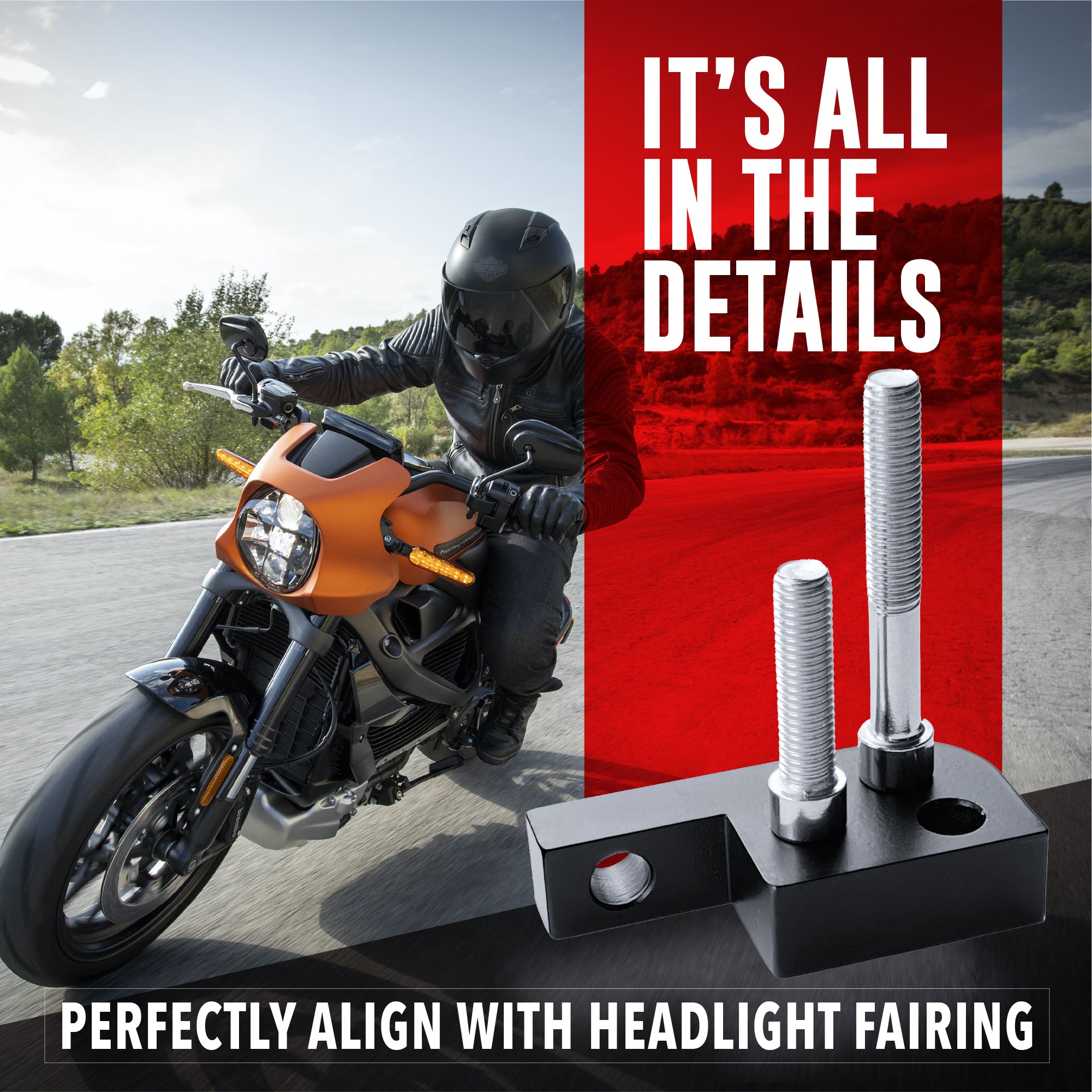 Motorcycle Headlight Extension Block Compatible with Harley Davidson Motorcycles with 39mm or 49mm Front End, Headlight Relocation Mounting Bracket (with Screws)