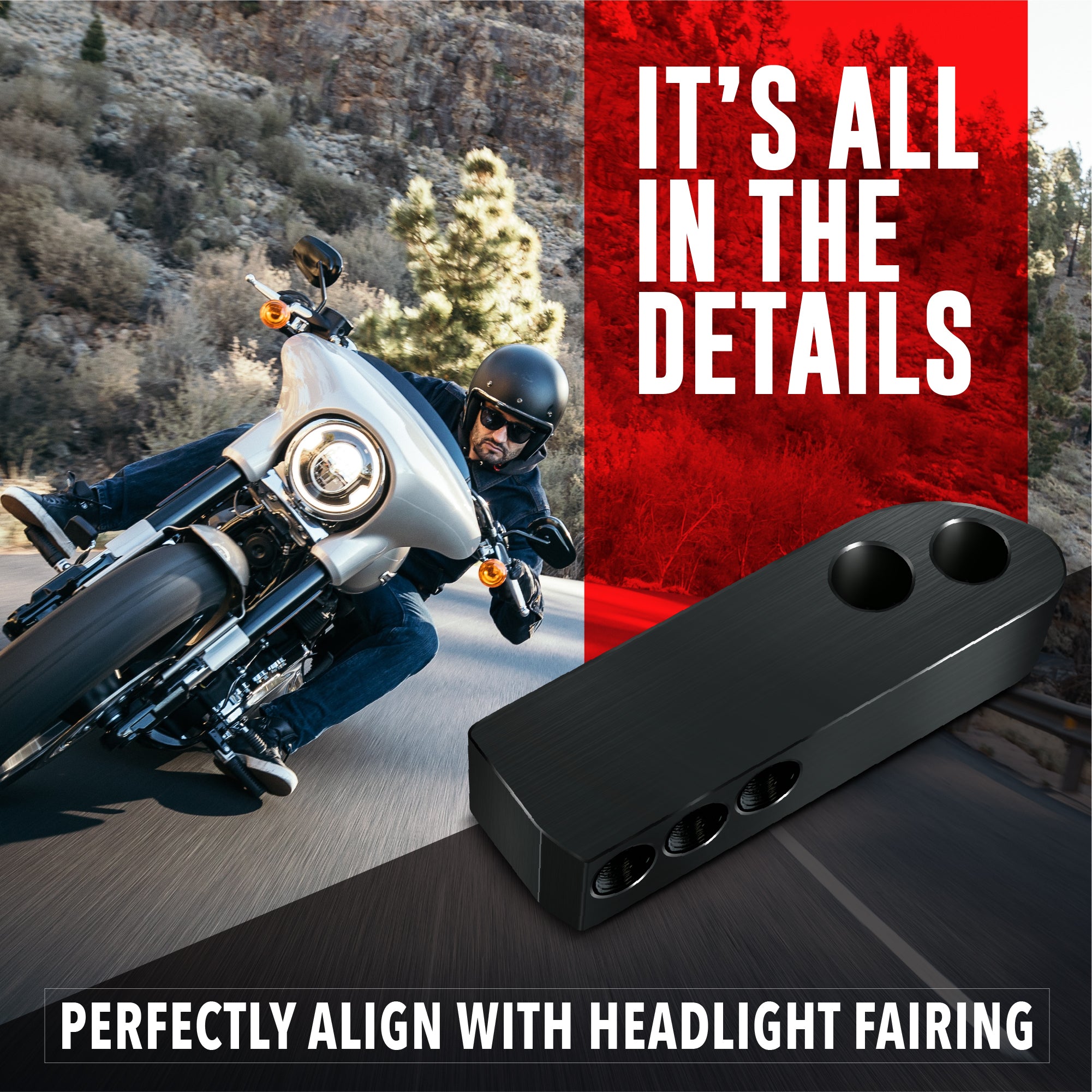 Motorcycle Headlight Extension Block Compatible with 2006-2017 Harley Davidson Dyna Models, Headlight Relocation Mounting Bracket with 7x Adjustable Positions