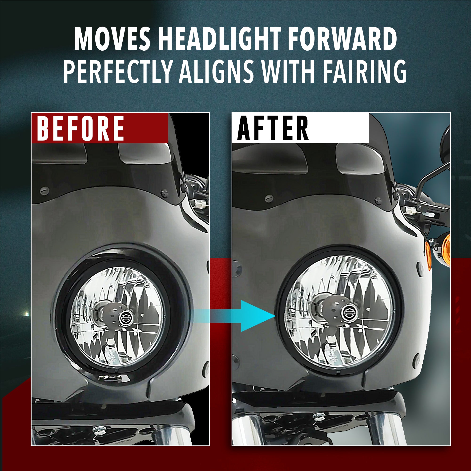 Krator Headlight Extension Block for Krator Fairing With Adjustable Design