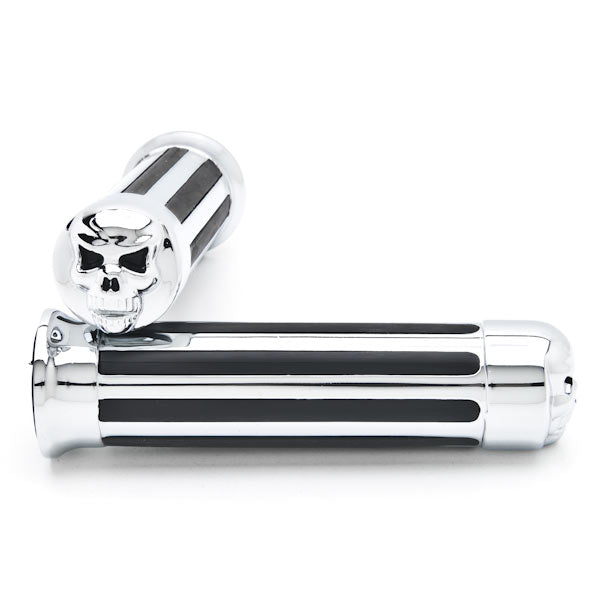 Skull Custom Chrome Motorcycle Handlebar Hand Grips (1")