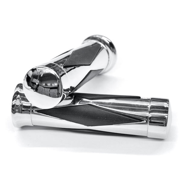 Diamond Custom Chrome Motorcycle Handlebar Hand Grips (1")