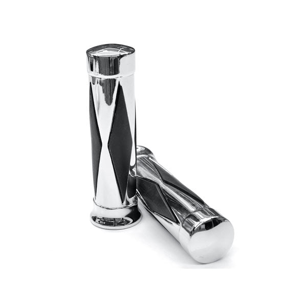 Diamond Custom Chrome Motorcycle Handlebar Hand Grips (1")