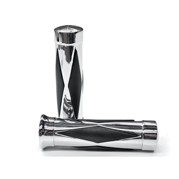 Diamond Custom Chrome Motorcycle Handlebar Hand Grips (1")