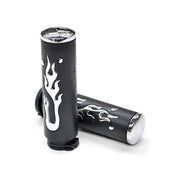 Flame Custom Black Motorcycle Handlebar Hand Grips (1")