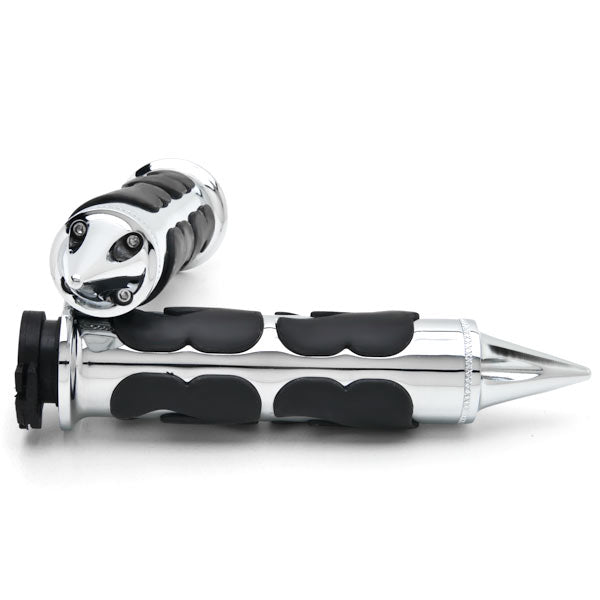Flame Custom Chrome Motorcycle Handlebar Hand Grips (1")