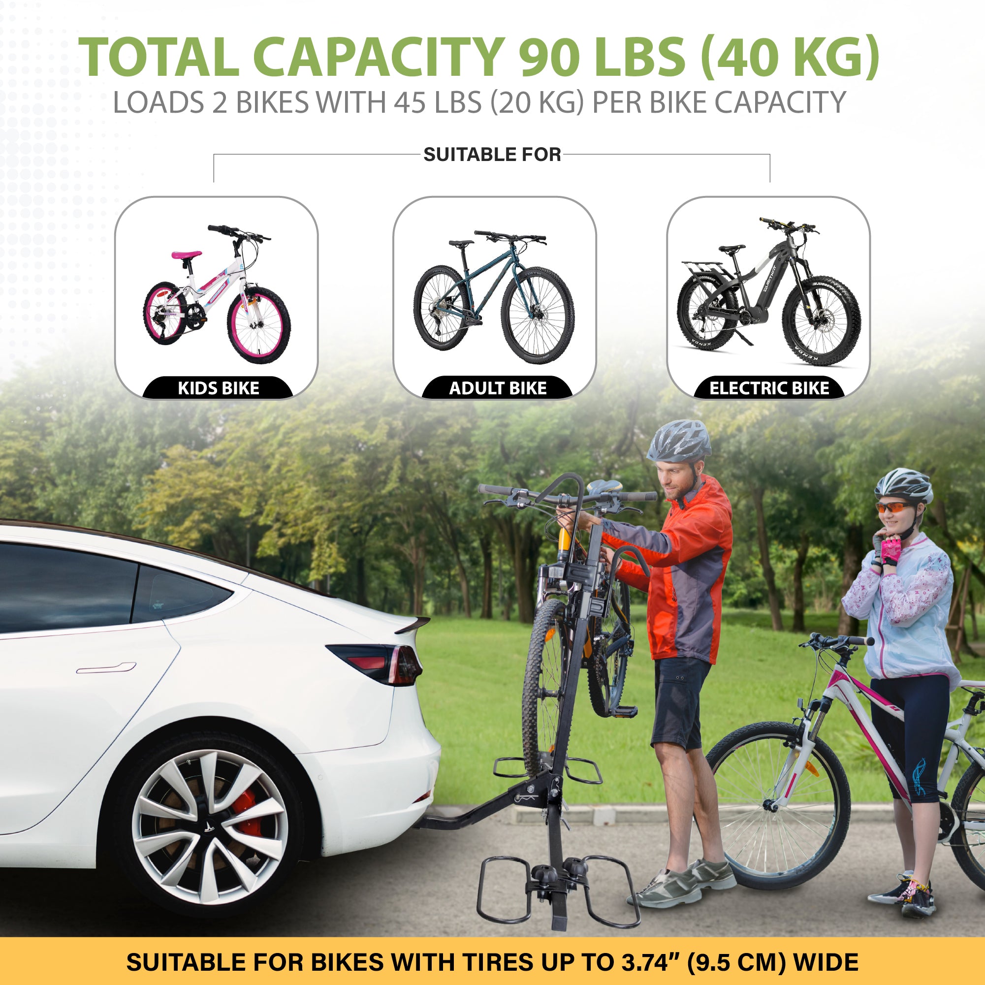 Biltek Hitch Mount Bike Rack, Bike Rack For Car, SUV, Truck, Minivan & Sedan