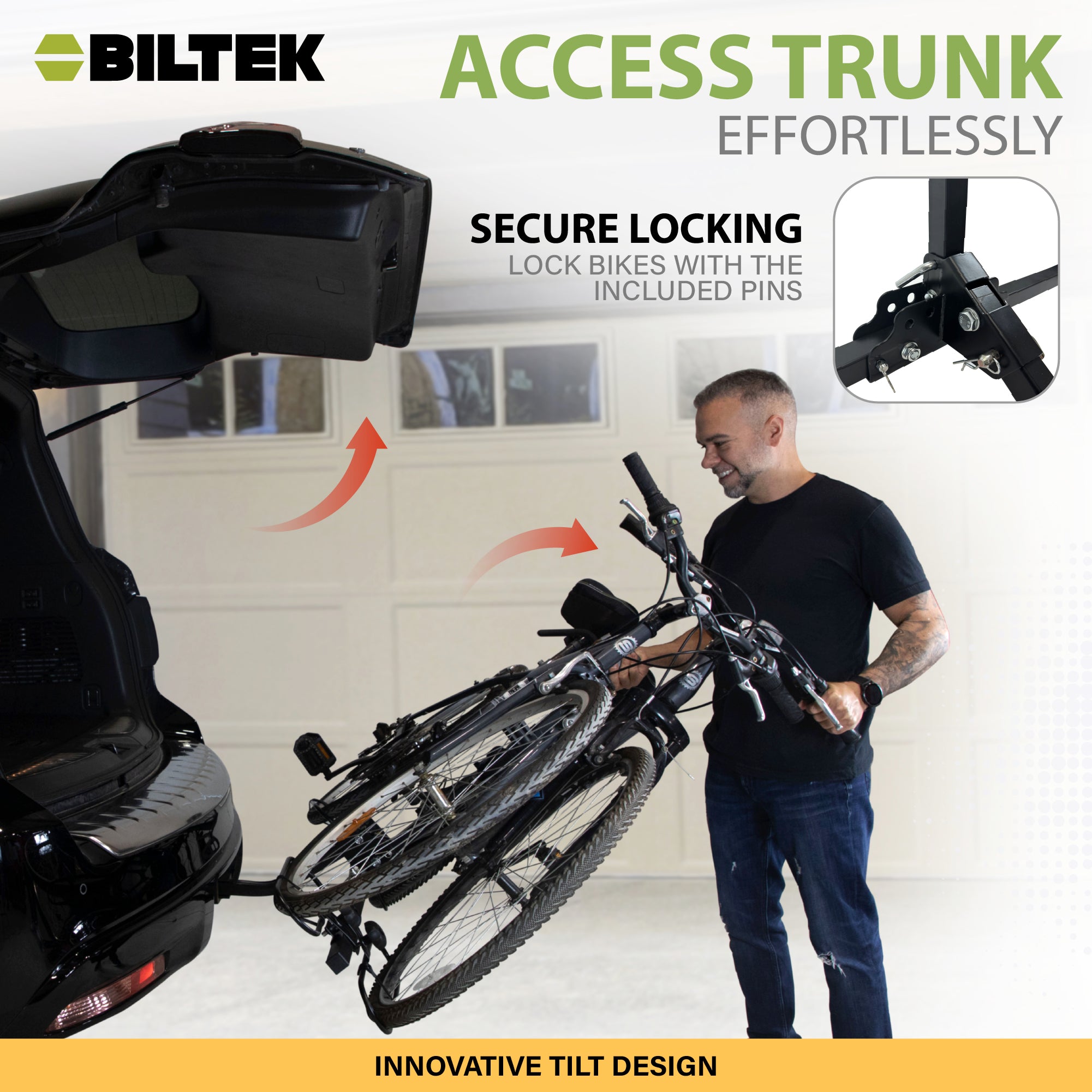 Biltek Hitch Mount Bike Rack, Bike Rack For Car, SUV, Truck, Minivan & Sedan