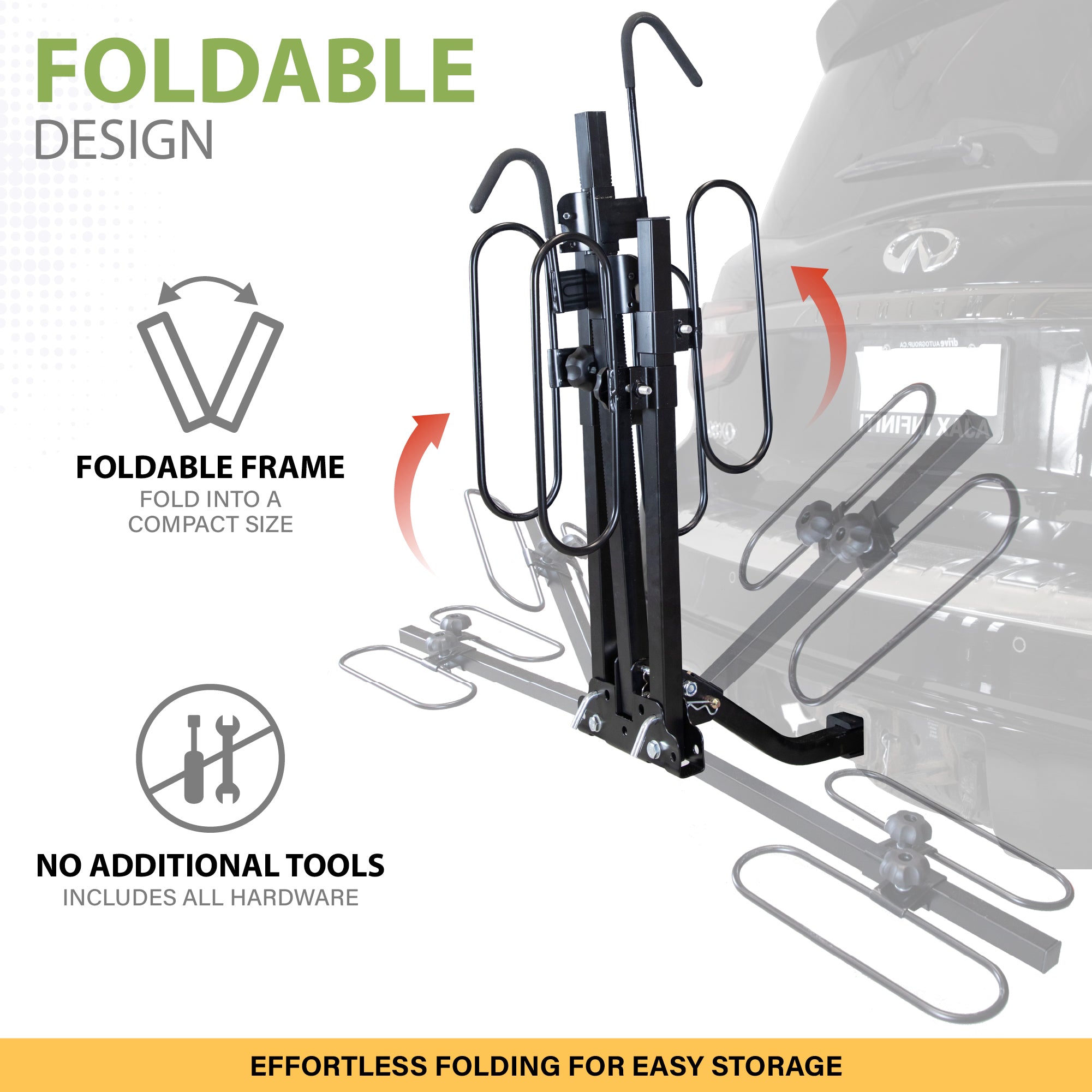 Biltek Hitch Mount Bike Rack, Bike Rack For Car, SUV, Truck, Minivan & Sedan