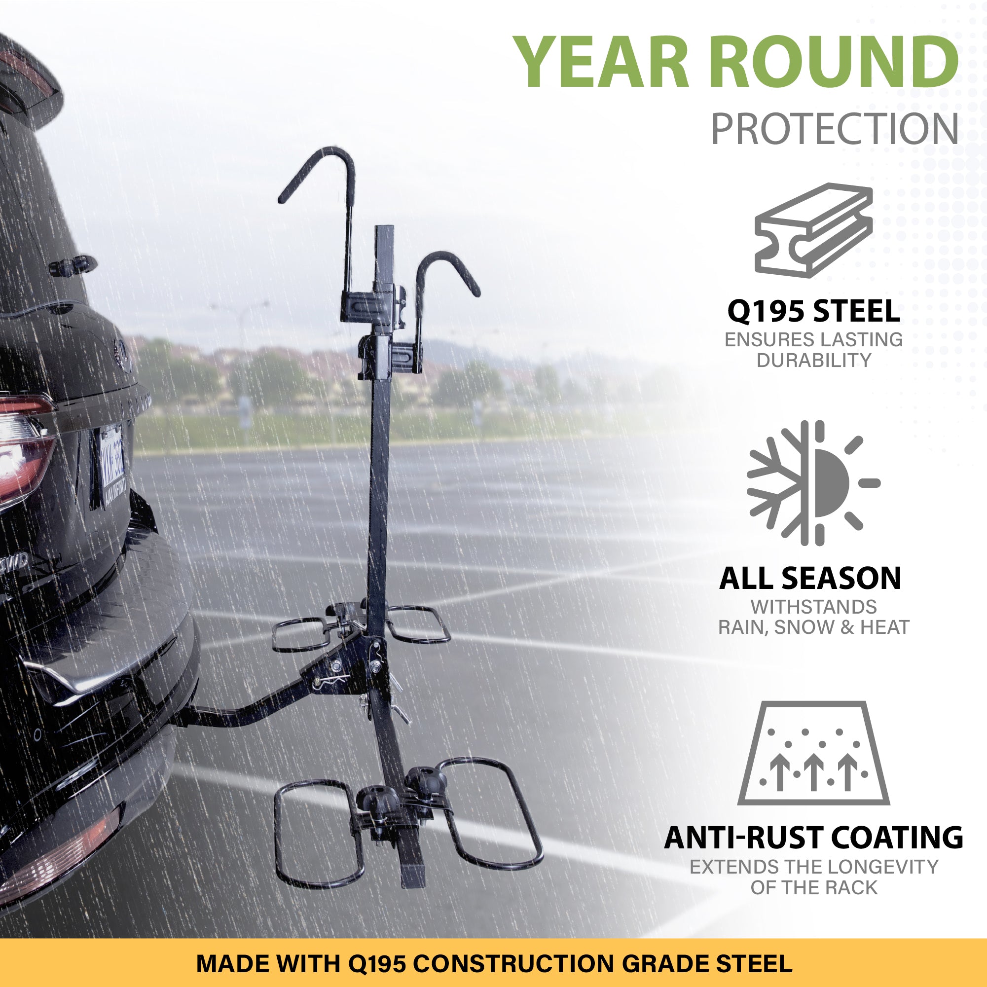 Biltek Hitch Mount Bike Rack, Bike Rack For Car, SUV, Truck, Minivan & Sedan