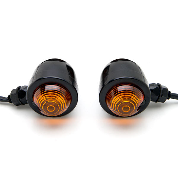2pcs Black Heavy Duty Motorcycle Turn Signals Bulb Indicators Blinkers Lights