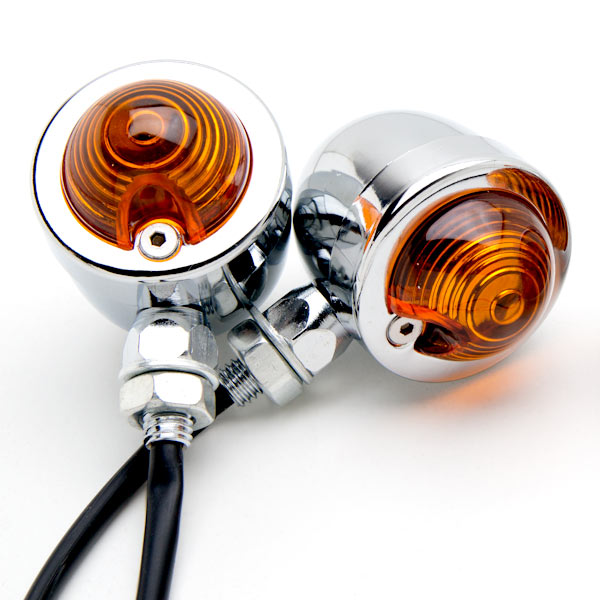 2pcs Chrome Heavy Duty Motorcycle Turn Signals Bulb Indicators Blinkers Lights
