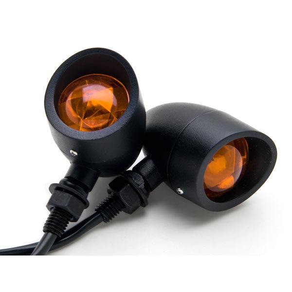 2pcs Black Heavy Duty Motorcycle Turn Signals Bulb Indicators Blinkers Lights
