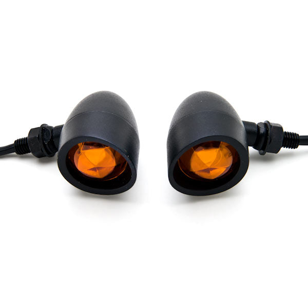 2pcs Black Heavy Duty Motorcycle Turn Signals Bulb Indicators Blinkers Lights