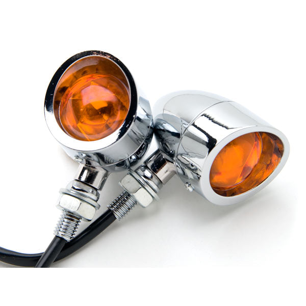 2pcs Chrome Heavy Duty Motorcycle Turn Signals Bulb Indicators Blinkers Lights