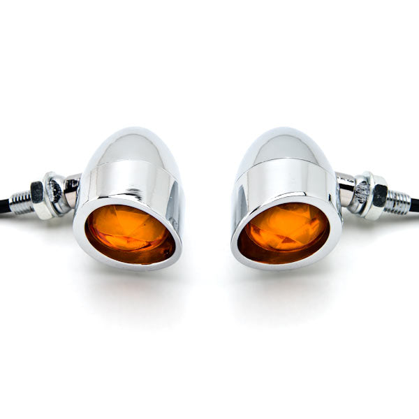 2pcs Chrome Heavy Duty Motorcycle Turn Signals Bulb Indicators Blinkers Lights