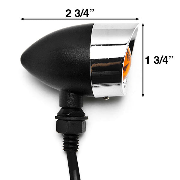 2pcs Black / Chrome Heavy Duty Motorcycle Turn Signals Indicators Blinkers Lights