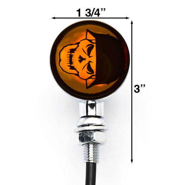 2pcs Skull Lens Chrome Motorcycle Turn Signals Bulb Indicators Blinkers Lights