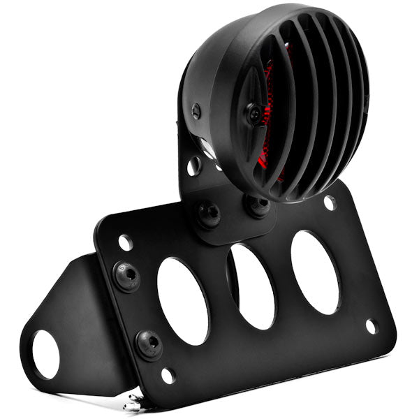 Hybrid Axle Mounted Vertical / Horizontal License Plate Holder Tail Light Black