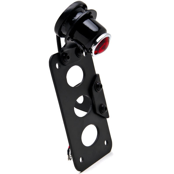 Hybrid Axle Mounted Vertical / Horizontal License Plate Holder Tail Light Black