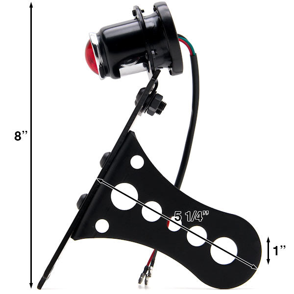 Hybrid Axle Mounted Vertical / Horizontal License Plate Holder Tail Light Black