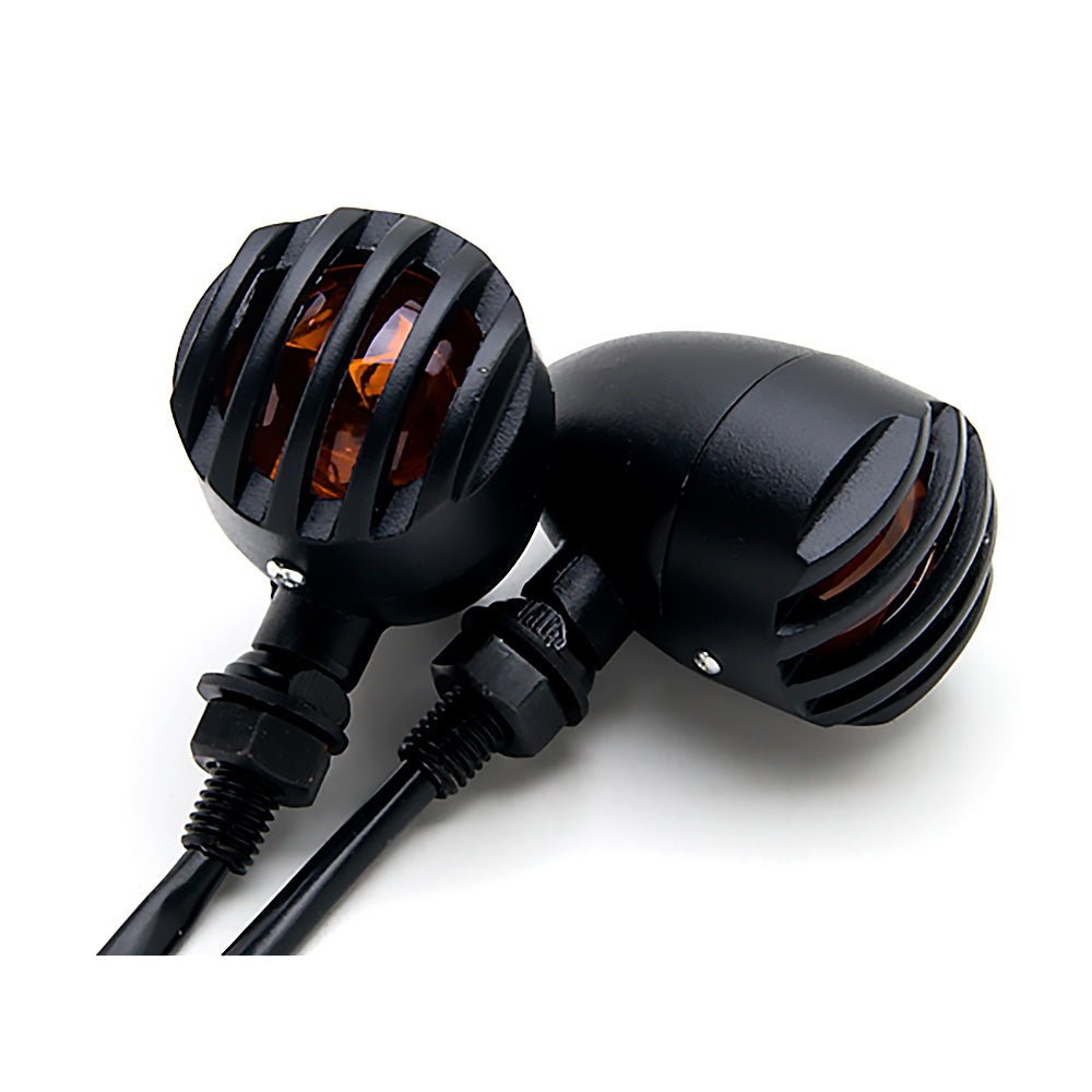 2pcs Black Heavy Duty Motorcycle Turn Signals Bulb Indicators Blinkers Lights