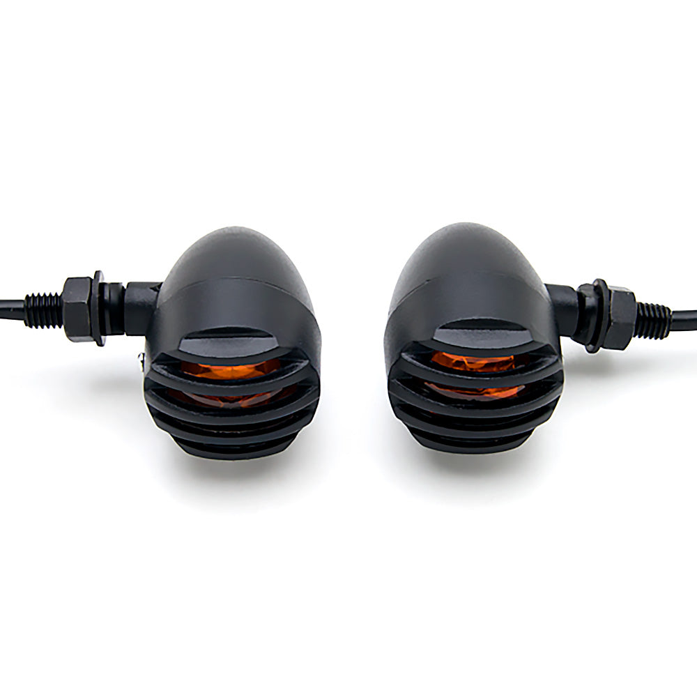 2pcs Black Heavy Duty Motorcycle Turn Signals Bulb Indicators Blinkers Lights