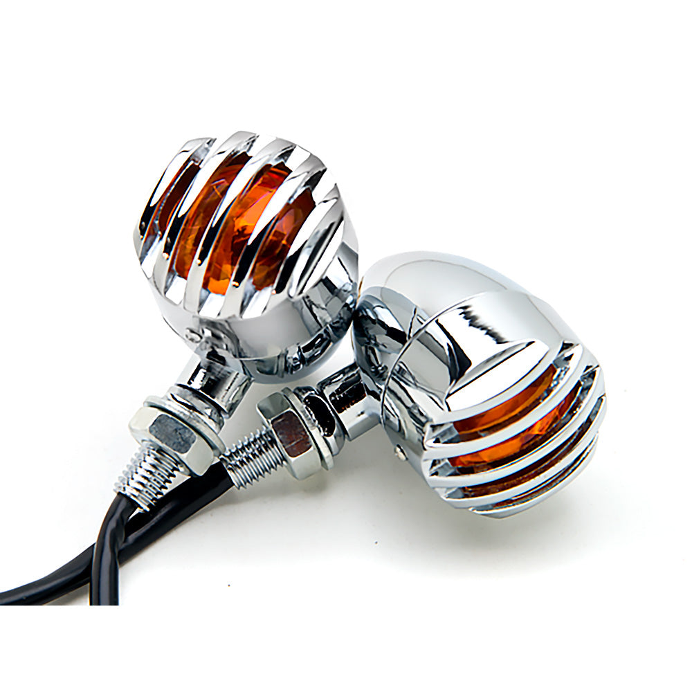 2pcs Chrome Heavy Duty Motorcycle Turn Signals Bulb Indicators Blinkers Lights