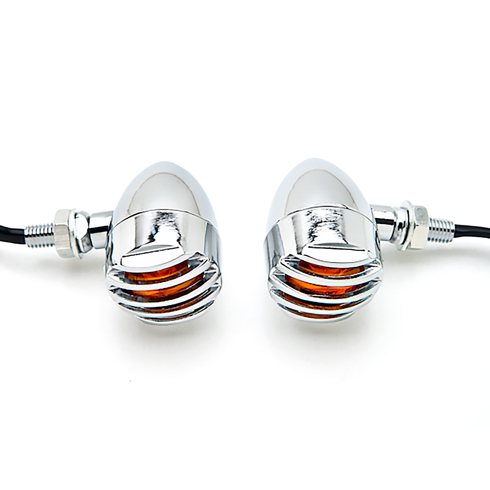 2pcs Chrome Heavy Duty Motorcycle Turn Signals Bulb Indicators Blinkers Lights