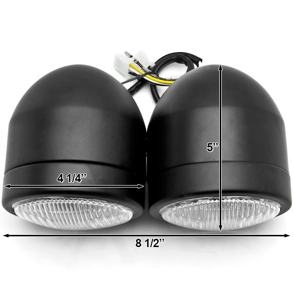 Black Twin Headlight Motorcycle Double Dual Lamp Street Fighter Naked Dominator