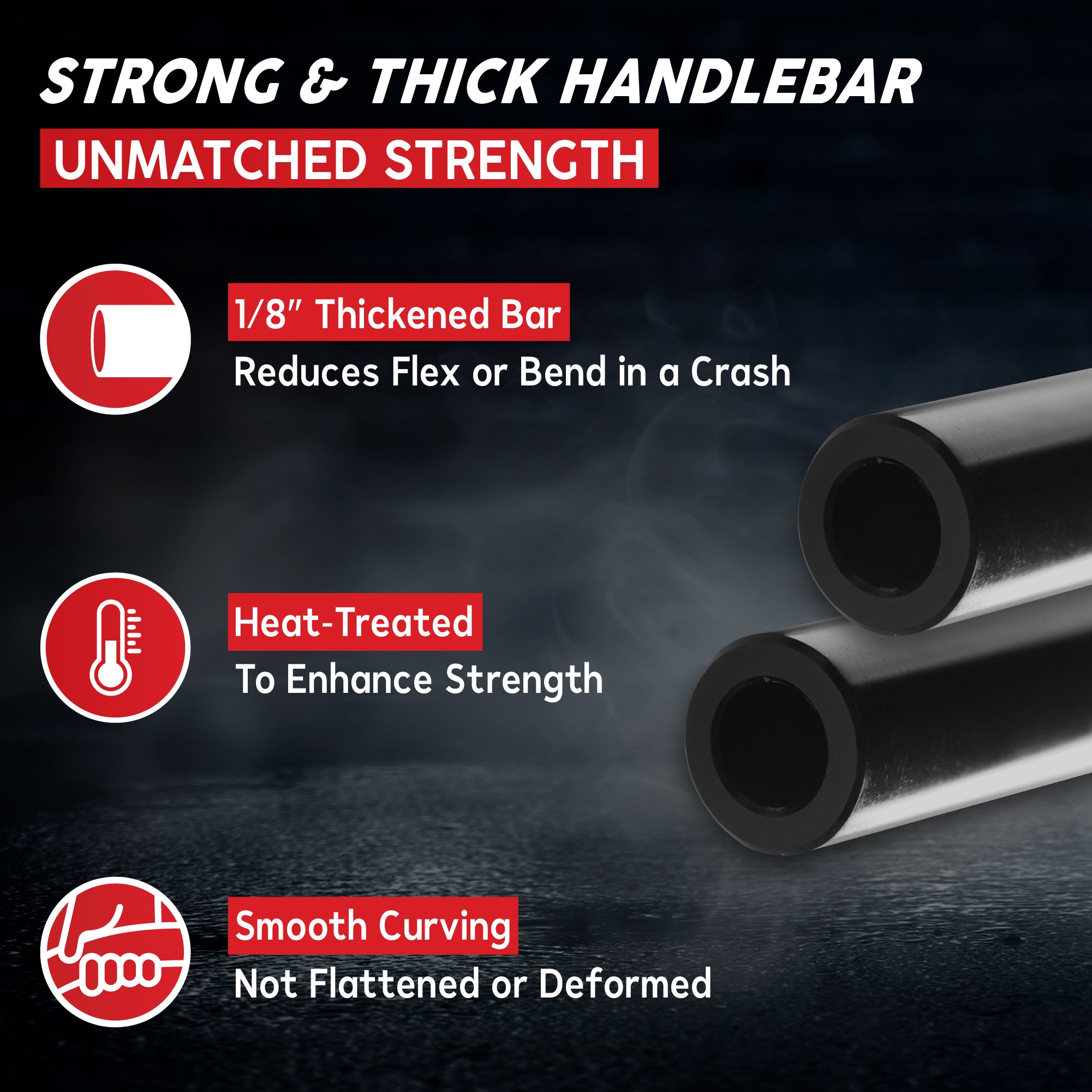 Krator Black Euro-Style Polished Motorcycle Handlebar, Universal 7/8 Inch (22 mm)Handlebar