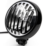 6" Black & Chrome Motorcycle Headlight with Grill High Low Headlamp Bottom Mount