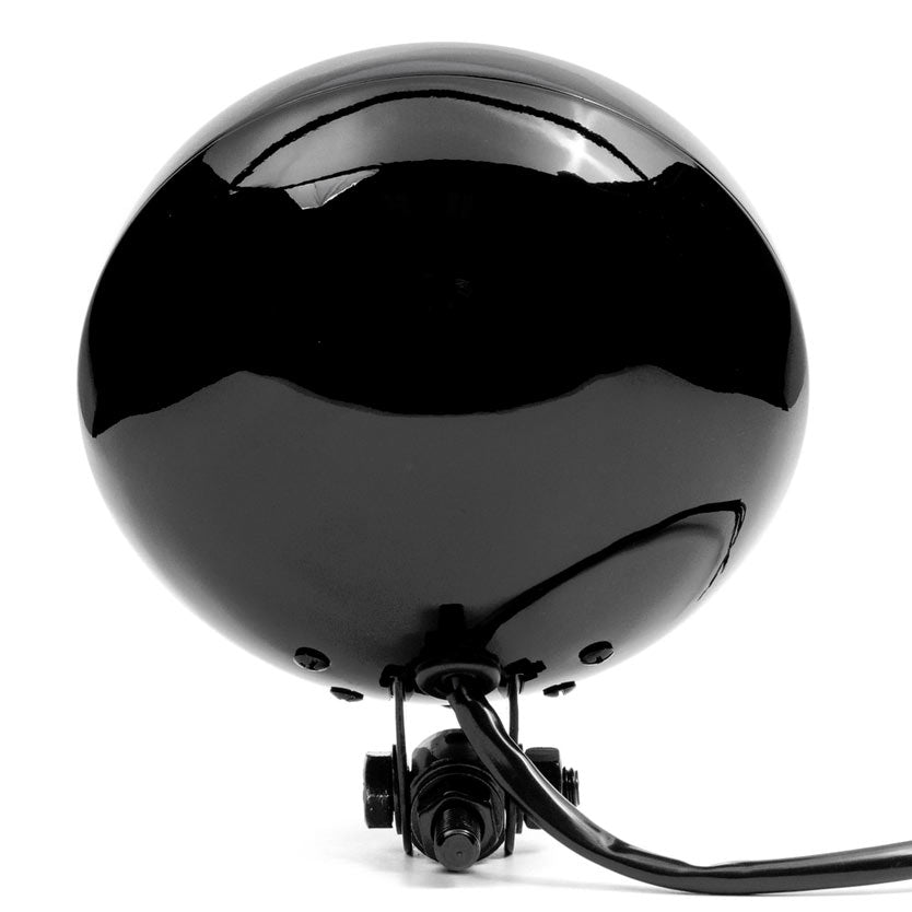 6" Black & Chrome Motorcycle Headlight with Grill High Low Headlamp Bottom Mount