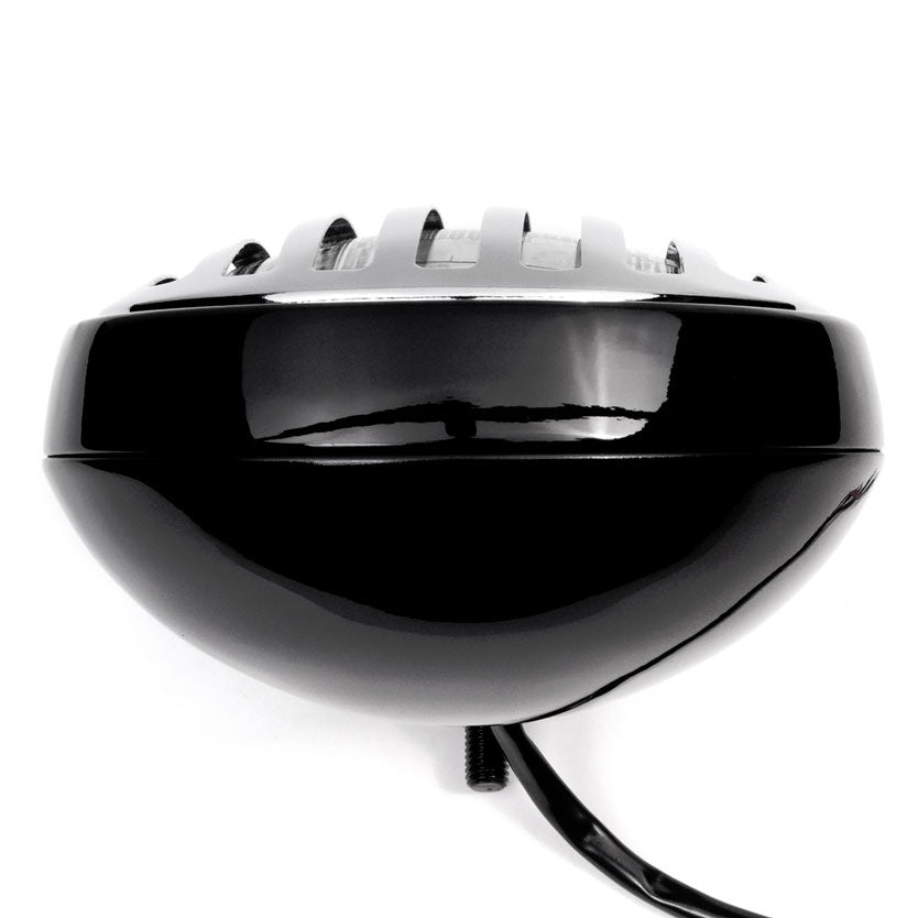 6" Black & Chrome Motorcycle Headlight with Grill High Low Headlamp Bottom Mount