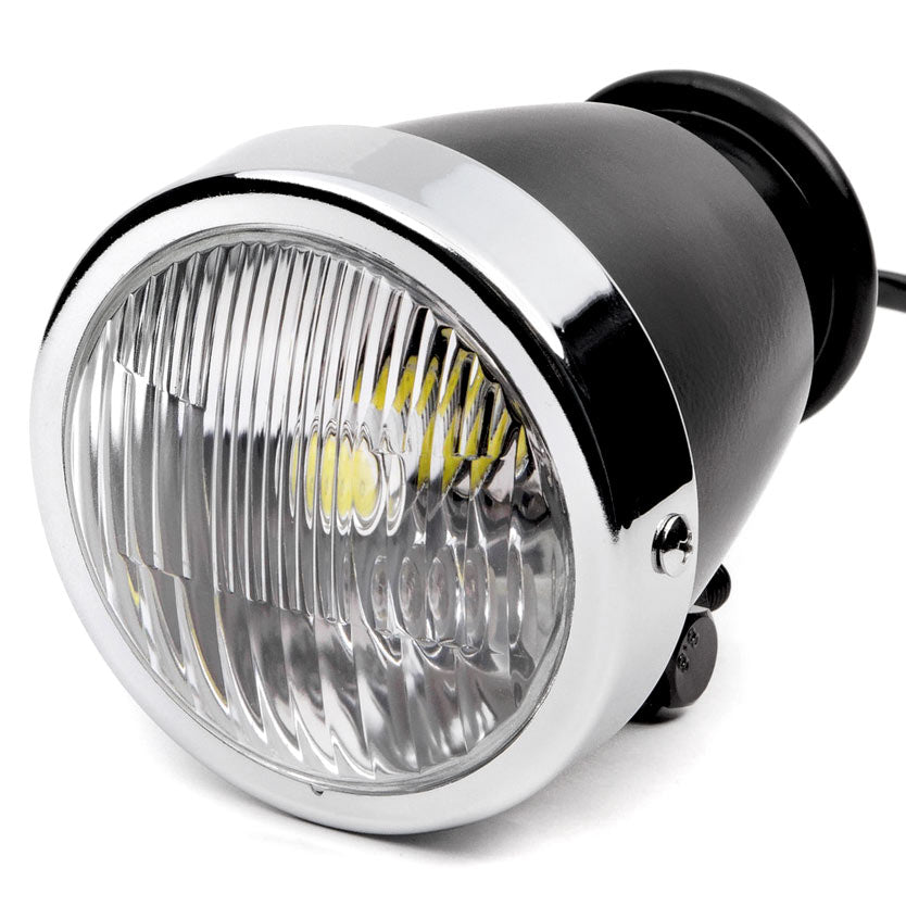 4.25" Mini Headlight w/ High Low Beam Lights LED Bulb Black w/ Chrome Housing