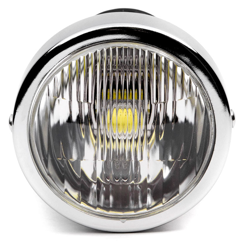 4.25" Mini Headlight w/ High Low Beam Lights LED Bulb Black w/ Chrome Housing