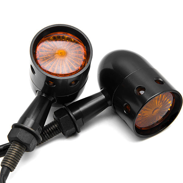 2pcs Black Heavy Duty Motorcycle Turn Signals Bulb Indicators Blinkers Lights