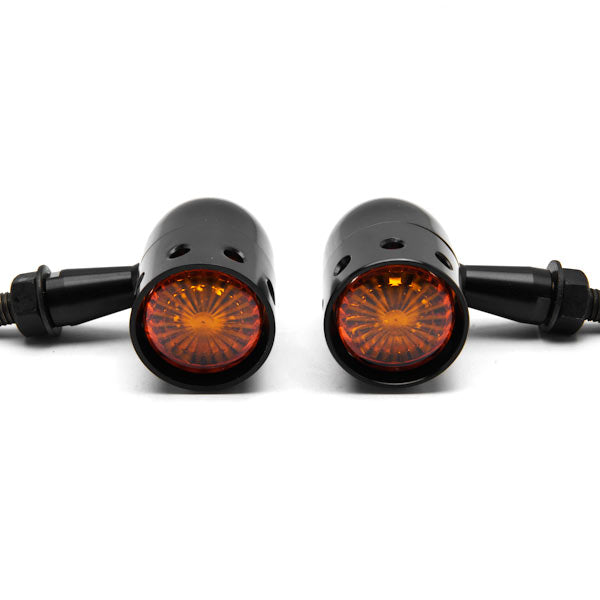 2pcs Black Heavy Duty Motorcycle Turn Signals Bulb Indicators Blinkers Lights