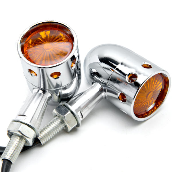 2pcs Chrome Heavy Duty Motorcycle Turn Signals Bulb Indicators Blinkers Lights