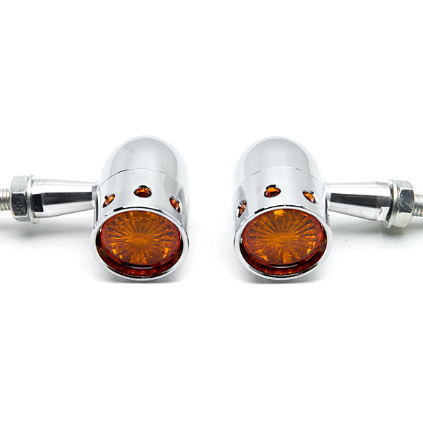 2pcs Chrome Heavy Duty Motorcycle Turn Signals Bulb Indicators Blinkers Lights